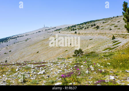 Paysage de la partie supérieure du Mont Ventoux, Provence, France, route de la montagne Banque D'Images