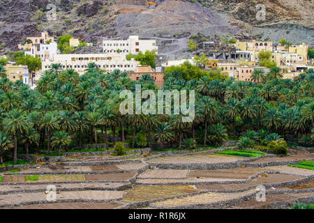 Le village de Balad Sayt, Ouest des montagnes Hajar, Oman Banque D'Images