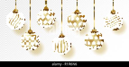 Vecteur réaliste d'or des boules de Noël. Illustration de Vecteur