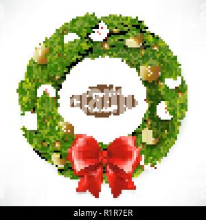Couronne de Noël. Bonne année modèle de carte de vœux. Vector Illustration 3d Illustration de Vecteur