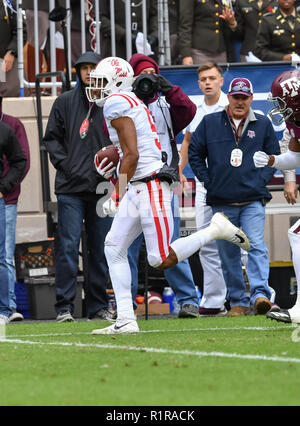 College Station, Texas, USA. 10 Nov, 2018. Mlle Ole, récepteur DaMarkus Lodge (5), au cours de la NCAA football match entre le Texas A&M Aggies et l'école Mlle rebelles, dans la région de College Station, TX. (Photographe complète absolue & Company Crédit : Joseph Calomeni MarinMedia.org/Cal/Sport Media) Credit : csm/Alamy Live News Banque D'Images