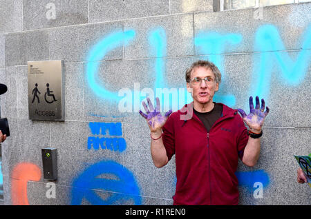 Londres, Royaume-Uni. 14 novembre 2018. Plusieurs personnes sont arrêtées en tant que défenseurs de l'environnement rébellion Extinction protester contre le ministère de l'environnement et des affaires rurales (DEFRA) avant qu'une réunion du cabinet crucial pour discuter/PjrFoto Brexit : Crédit Alamy Live News Banque D'Images