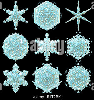 Flocon 3d illustration isolé sur le fond noir Banque D'Images