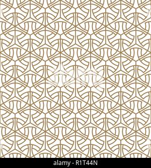 Seamless abstract pattern dans golden lignes moyennes.Basé sur l'arabe motifs géométriques. Illustration de Vecteur