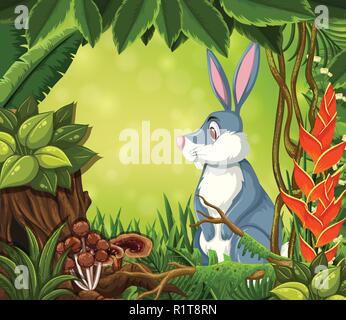 Un lapin dans la jungle background illustration Illustration de Vecteur