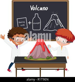 Expérience scientifique volcan étudiant illustration Illustration de Vecteur