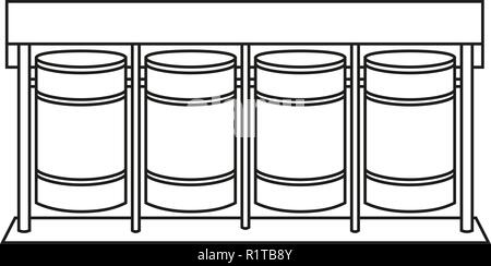 Les dessins au trait noir et blanc poubelles de tri Illustration de Vecteur