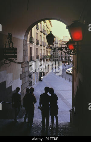 L'Arco de los Cuchilleros, l'Arche de Cuchilleros, la Plaza Mayor. Madrid. Espagne. Europe Banque D'Images