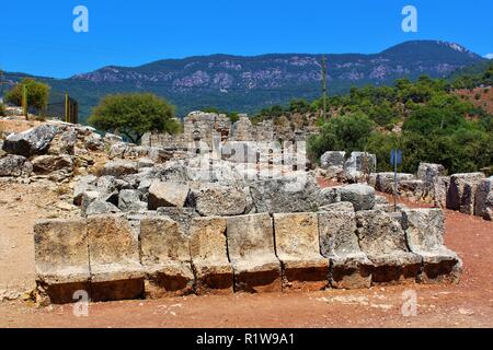 Les ruines de la ville antique de Kaunos, près de Dalyan, Turquie. Banque D'Images