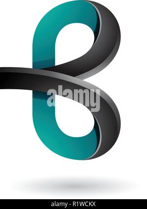 Vector Illustration de noir et vert Bold Curvy Lettre B isolé sur fond blanc Illustration de Vecteur