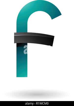 Vector Illustration de noir et vert Bold Curvy Lettre F isolé sur fond blanc Illustration de Vecteur