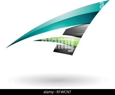Vector Illustration de noir et vert brillant dynamique une lettre de vol isolé sur fond blanc Illustration de Vecteur