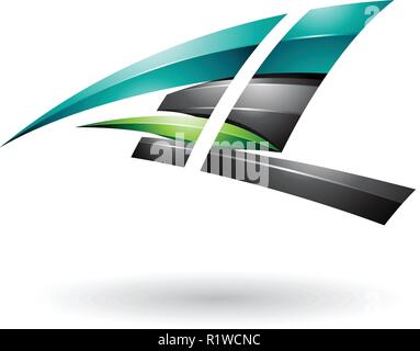 Vector Illustration de noir et vert brillant Lettre vol dynamique A et l isolé sur fond blanc Illustration de Vecteur