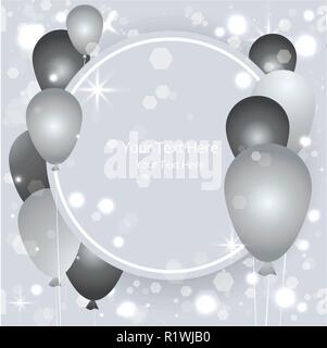 Vente ballons business template pour site web et d'impression, l'étiquette d'anniversaire pour la vente décoration de l'affiche . Belle couverture modèle de carte de Noël noir, sil Illustration de Vecteur