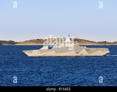 Nyköping HSwMS une corvette de classe Visby de la marine royale suédoise Banque D'Images