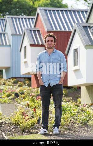 Josh Littlejohn photographié à la morsure sociale village, Granton, Édimbourg Banque D'Images