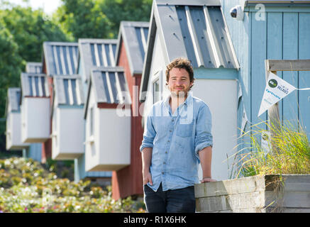 Josh Littlejohn photographié à la morsure sociale village, Granton, Édimbourg Banque D'Images