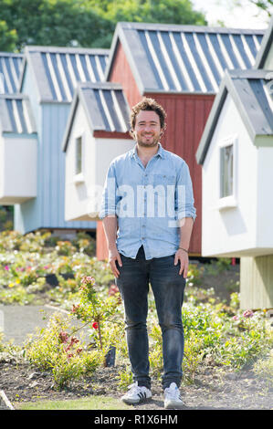 Josh Littlejohn photographié à la morsure sociale village, Granton, Édimbourg Banque D'Images