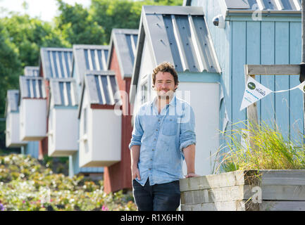 Josh Littlejohn photographié à la morsure sociale village, Granton, Édimbourg Banque D'Images