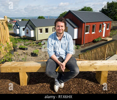 Josh Littlejohn photographié à la morsure sociale village, Granton, Édimbourg Banque D'Images