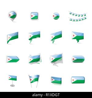 Djibouti drapeau, vector illustration sur fond blanc Illustration de Vecteur