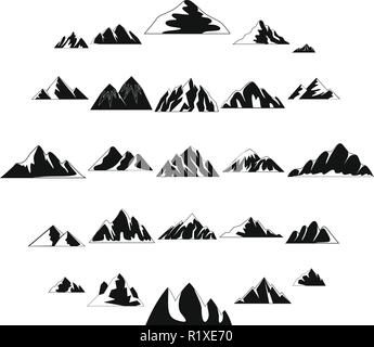 Mountain icons set. Simple illustration de la montagne 25 vector icons for web Illustration de Vecteur