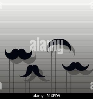 Ensemble élégant de Photo Booth props. Moustache hippie dans les tons de gris. Illustration de Vecteur