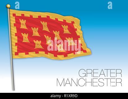 Drapeau du Grand Manchester, Royaume-Uni, vector illustration Illustration de Vecteur