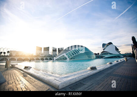 Valence, Espagne - le 14 décembre 2012. L'Oceanografic est le plus grand aquarium d'Europe situé à l'est de la ville de Valence, en Espagne. Le spectaculaire bâtiment est conçu par l'architecte Felix Candela et les ingénieurs structure Alberto Domingo et Carlos Lazaro. Banque D'Images