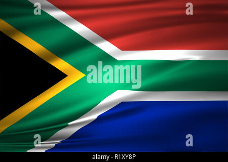 3D Afrique du Sud waving flag illustration. La texture peut être utilisé comme arrière-plan. Banque D'Images