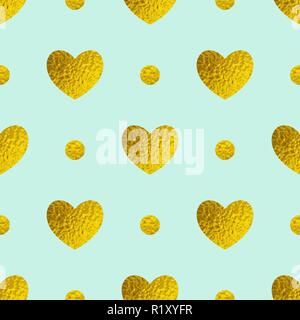 Modèle transparent avec des coeurs brillants d'or sur fond vert. Décoratif fête vector illustration. Illustration de Vecteur
