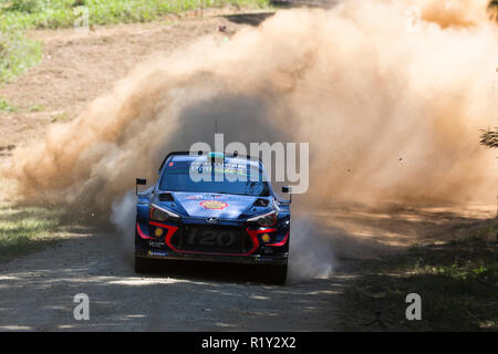 Coffs Harbour, Australie. 15 Nov, 2018. WRC Rally de l'Australie, le jeudi Shakedown rituelles et de départ ; le nombre 6 Shell Hyundai Mobis World Rally Team Hyundai i20 conduit par Hayden Paddon et conduit par Sebastian Marshall pendant le shakedown : Action Crédit Plus Sport Images/Alamy Live News Banque D'Images