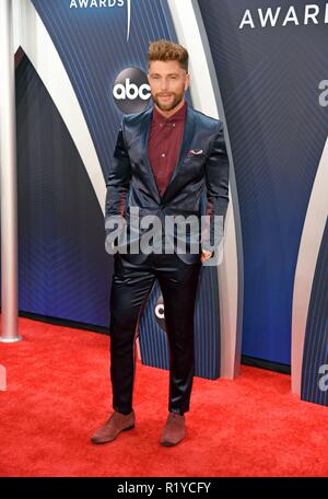 Chris Lane, au niveau des arrivées pour le 52e Prix annuel - Arrivées, Bridgestone Arena, Nashville, TN, le 14 novembre 2018. Photo par : Derek Storm/Everett Collection Banque D'Images