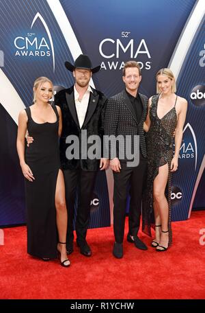Nashville, Tennessee, USA. 14Th Nov, 2018. Floride Géorgie Ligne, Brian Kelley, Tyler Hubbard aux arrivées pour le 52e Prix annuel - Arrivées, Bridgestone Arena, Nashville, TN, le 14 novembre 2018. Credit : Derek Storm/Everett Collection/Alamy Live News Banque D'Images