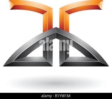 Vector Illustration d'Orange et Noir en relief en lettres d'une pontée et G isolé sur fond blanc Illustration de Vecteur