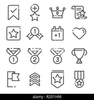 Voix et récompense les icônes de ligne vector illustration Illustration de Vecteur
