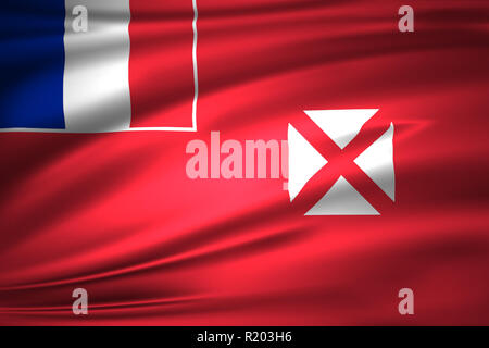 Wallis et Futuna Waving Flag 3D illustration. La texture peut être utilisé comme arrière-plan. Banque D'Images