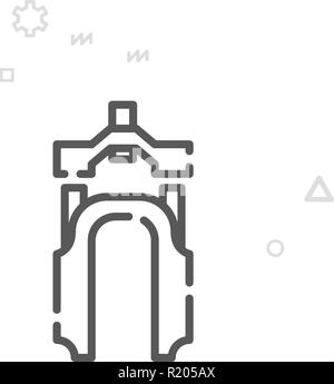 Fourche de vélo de montagne l'icône de la ligne du vecteur, Symbole, Pictogramme, signe. Résumé Arrière-plan géométrique de la lumière. Course modifiable Illustration de Vecteur