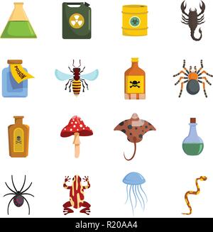 Danger Toxique Poison icons set. Télévision illustration de danger toxique poison 16 icônes vectorielles pour le web Illustration de Vecteur