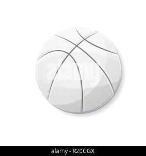 Symbole de basket-ball blanc avec ombre isolé sur fond blanc Illustration de Vecteur