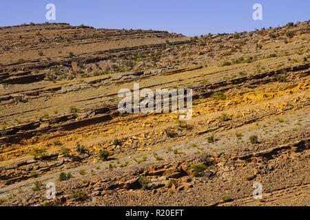 Vue panoramique de Jebel Akhar. Le Jebel Akhar (Al Jabal al Akhdar) fait partie de la gamme des montagnes Hajar Al dans Ad Dakhiliyah Gouvernorat d'Oman. Banque D'Images