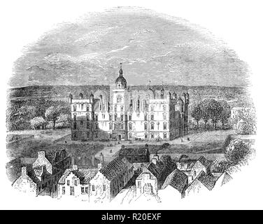 Heriot's Hospital, (puis le nom pour ce genre d'école de charité) pour s'occuper de la "puir, faitherless bairns a été fondée par George "Geordie" Jinglin' Heriot en 1624, Édimbourg, Écosse. Il a été terminé juste à temps pour être occupés par des forces anglaises d'Oliver Cromwell pendant l'invasion de l'Écosse au cours de la troisième guerre civile anglaise ; le bâtiment a été utilisé comme caserne, écurie avec les chevaux dans la chapelle. L'hôpital a ouvert ses portes en 1659, avec une trentaine d'enfants malades en résidence ; ses finances a grandi, et il a fallu à d'autres élèves en plus des orphelins pour qui il était destiné. Banque D'Images