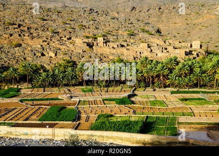 Avis de Ghul village fantôme, Al Hamra, Oman. Banque D'Images