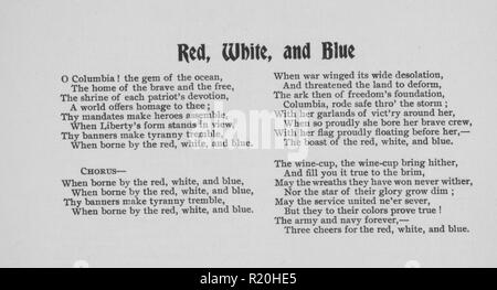 Fiche de chant patriotique, 1898. À partir de la Bibliothèque publique de New York. () Banque D'Images