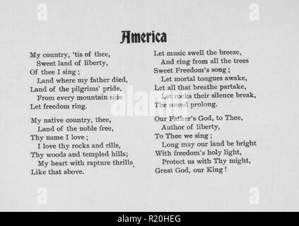 Fiche de chant patriotique, 1898. À partir de la Bibliothèque publique de New York. () Banque D'Images