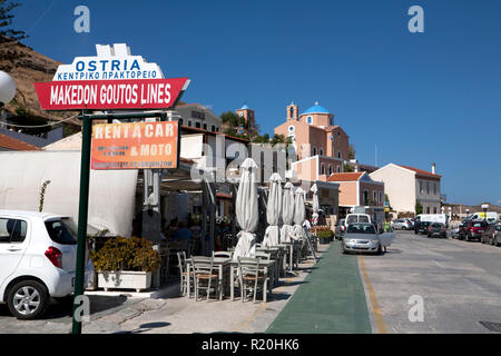 Le port de korissia tavernes au bord de l'cylclades kea Grèce Banque D'Images