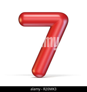 Numéro de police brillant rouge 7 SEPT le rendu 3D illustration isolé sur fond blanc Banque D'Images