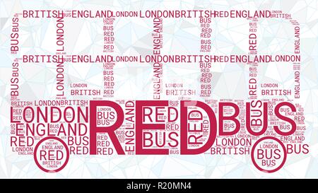 Nuage de mots London Bus isolé sur un fond bleu polygonale Illustration de Vecteur