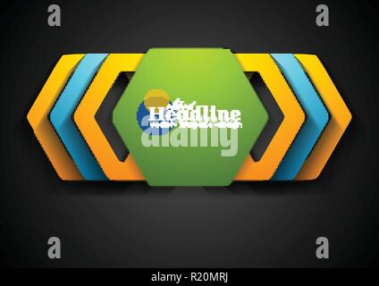 Les formes hexagonales colorés sur fond noir. Conception vectorielle Illustration de Vecteur