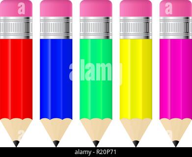 Crayons de couleurs avec gomme Illustration de Vecteur